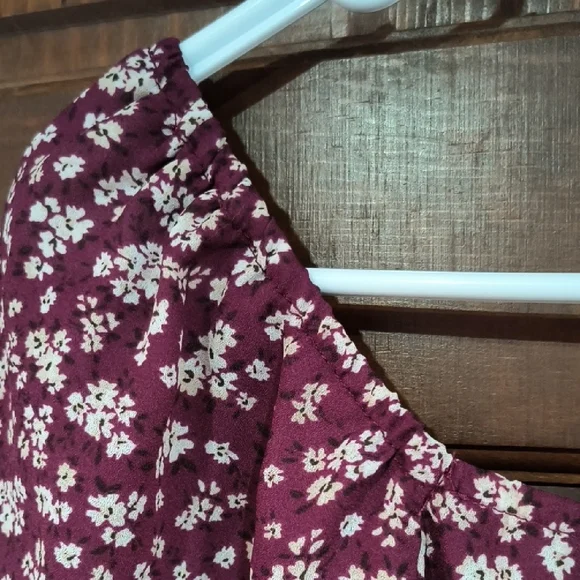 Lush Purple Floral Square Neck Blouse - Picture 5 of 6